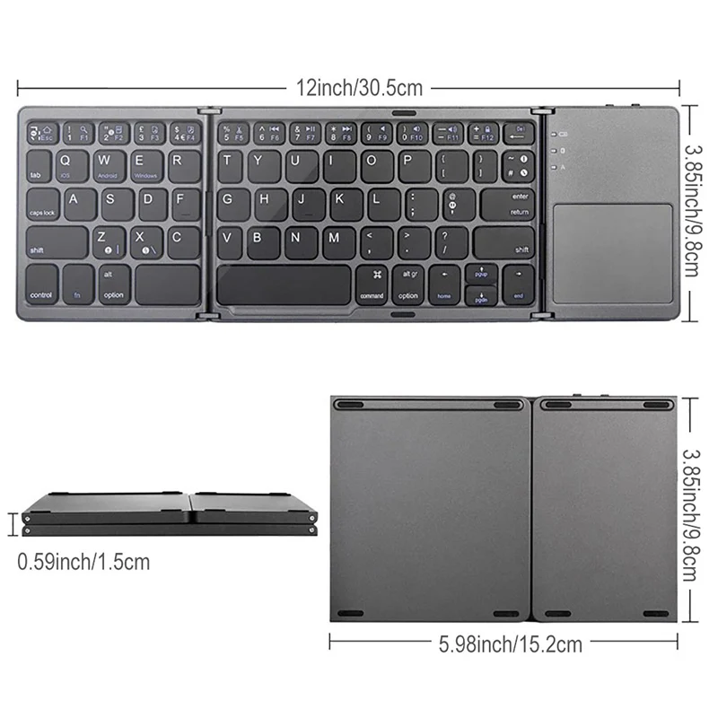 

Trifold Wireless Communication Keyboard Portable Lightweight Keypad with Touchpad JHP-Best