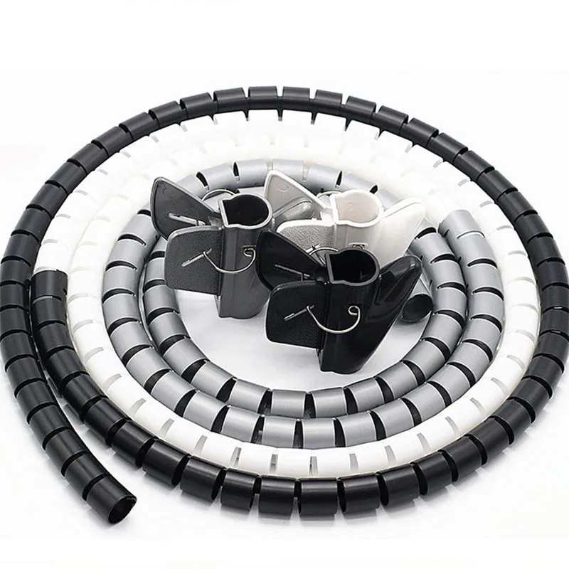 

1Meter Line Organizer Pipe Protection Spiral Wrap Winding Cable Wire Protector Cover Tube without wire-finder 8/10/15/20/25mm