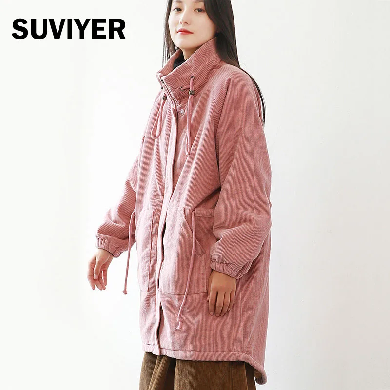 

[SUVIYER] Winter Jacket Women 2020 Lamb Wool Thick Long Sleeve Women Coats and Corduroy Jackets Winter 1.6KG