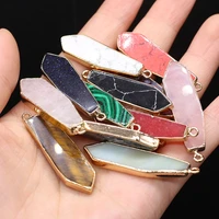 natural stone pendant long strip irregular shape necklace pendant for jewelry making diy necklace earrings accessories 12x45mm