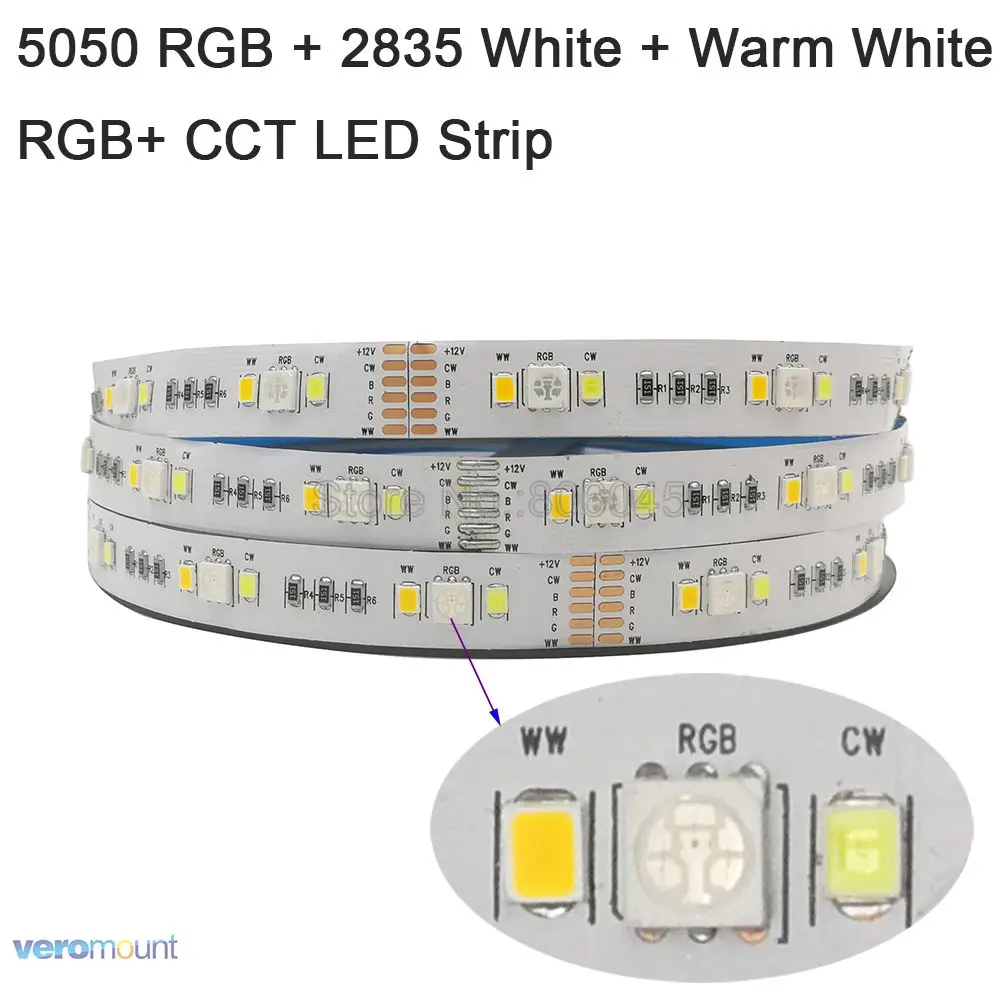 Светодиодная ленсветильник RGB + CCT 5050 SMD 2835 холодный белый теплый свет лента
