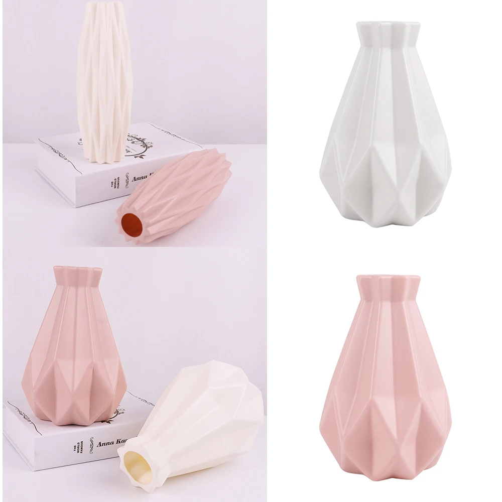 

Morandi Plastic Vase Living Room Decoration Ornaments Modern Origami Plastic Vases for Flower Arrangements Home Decoration