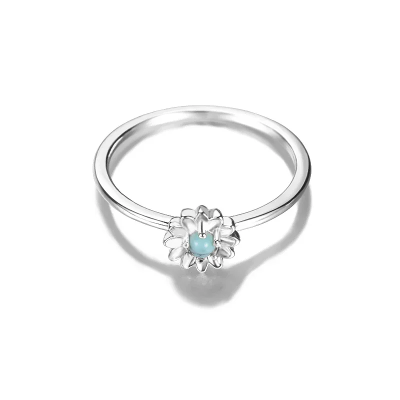 

2021 New Opal Flower Rings for Women Punk Trendy Vintage Plum Blossom Ring Small Daisy Flower Rings Party Couple Rings Jewelry