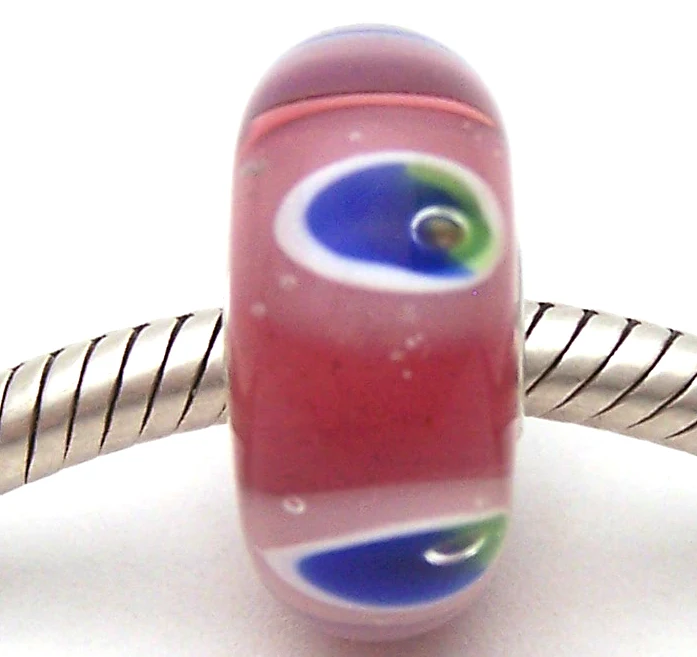 

PJG1257 100% S925 Sterling Silver Beads Murano Glass beads Fit European Charms Bracelet charms diy jewelry Lampwork GlassBeads