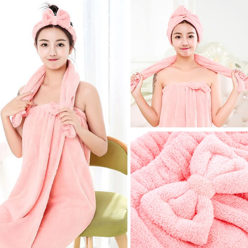 Пригодный для носки и обертываемый банный костюм из юбки шапки сушки волос двух
