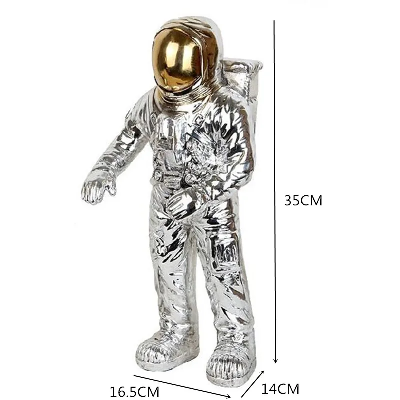 

Plating Shiny Silver Spaceman Colophony Crafts Statue European Style Figures Simulation Astronaut Home Decorations X3819