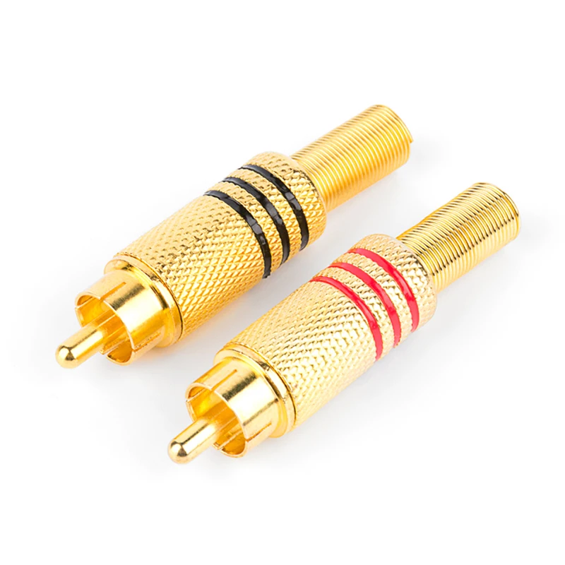1 шт. Позолоченный разъем RCA Штекерный аудио-разъем с протектором кабеля |