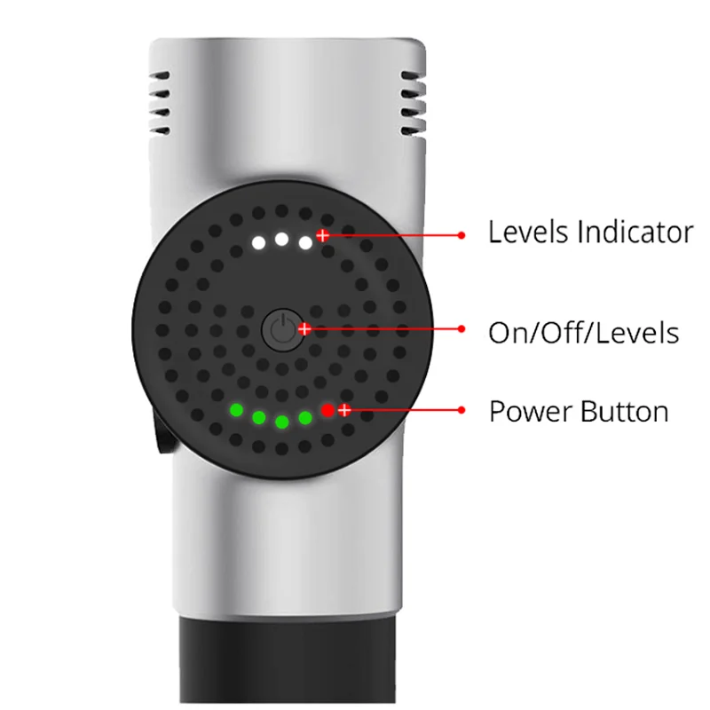 Глубокий перкуссионный массажный пистолет 20 скоростей Вибрация мышц 4 головки