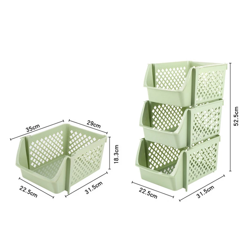 

Stackable Storage Basket Organizer Food Snacks Toys Toiletries Plastic Storage Bins J8