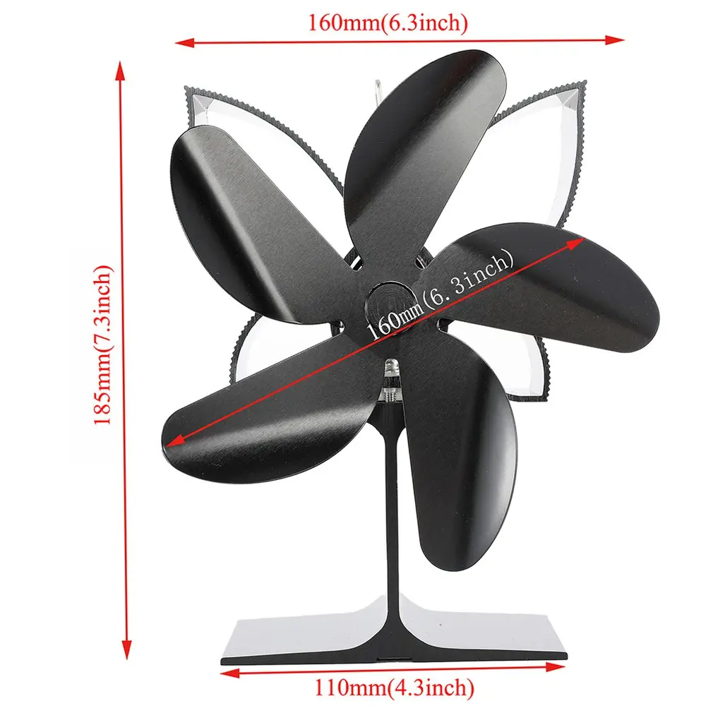 

4 Blades Heat Powered Stove Fan Log Wood Burner Ecofan Quiet Black Home Fireplace Fan Efficient Heat Distribution