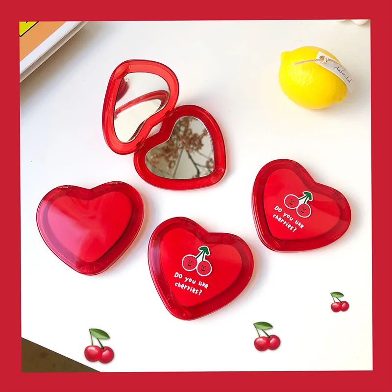 Ins girl love cherry двухстороннее зеркало карманное зеркало портативный флип мини труба студенческое зеркало для макияжа
