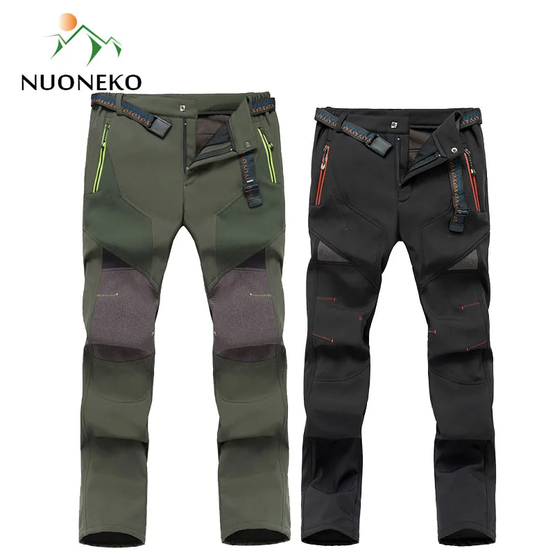 Уличные мужские толстые флисовые походные брюки NUONEKO женские теплые мягкие