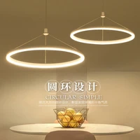 40 60 80cm acryl circular modern led pendant light fixtures dinning living room white black hanging lamp home lighting luminaire
