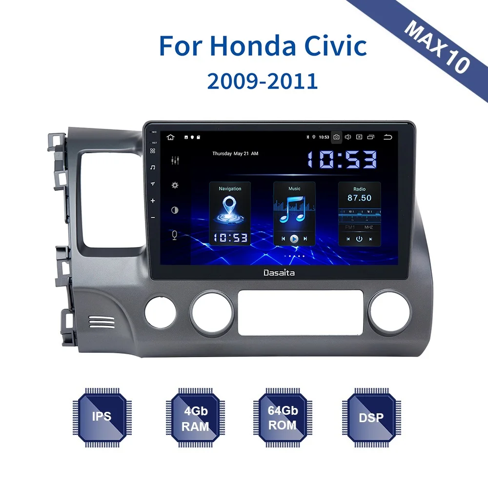 Автомагнитола на Android 10 0 1 Din GPS навигатор для Honda Civic Stereo 2006 2011 8 4 ГБ 64 RDS Wi Fi USB BT