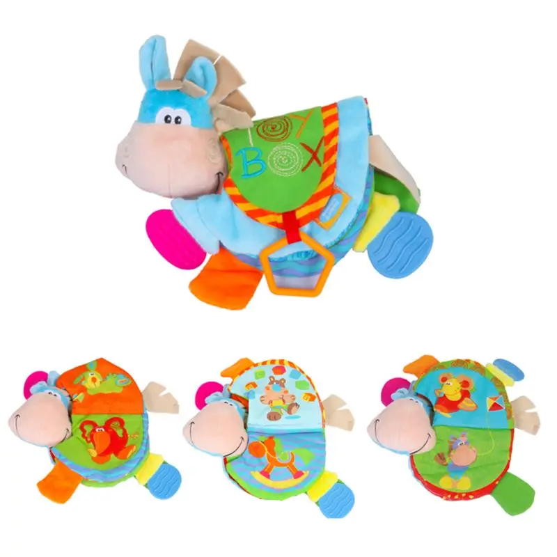 

Newborn Baby Rattles Teether Toys Cute Donkey Animal Cloth Book For Toddlers Learning early Education Toys Christmas Gift