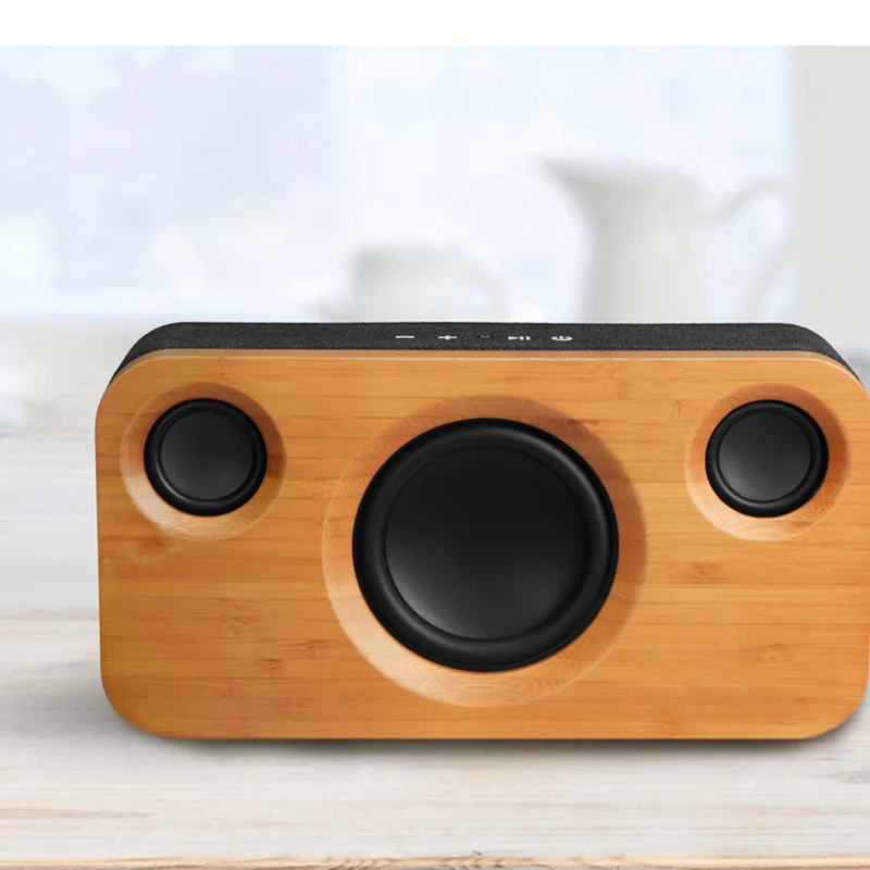 Bluetooth-Колонка 25 Вт Двусторонняя Беспроводная для дома из бамбукового дерева