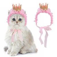 new pet cat birthday hat decorative crown shape pet costume headband cat hair accessories for dogs cats party birthday