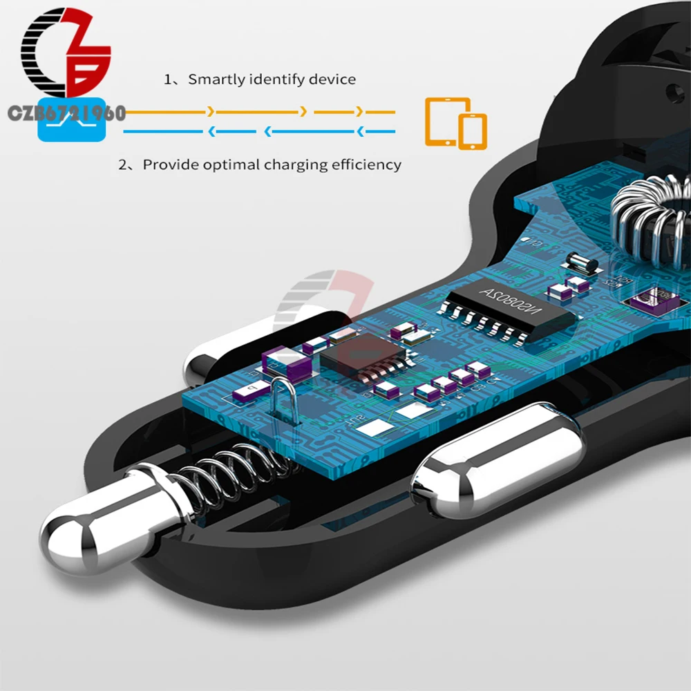 Автомобильное зарядное устройство Type C USB QC3.0 QC2.0 быстрое автомобильное вольтметр