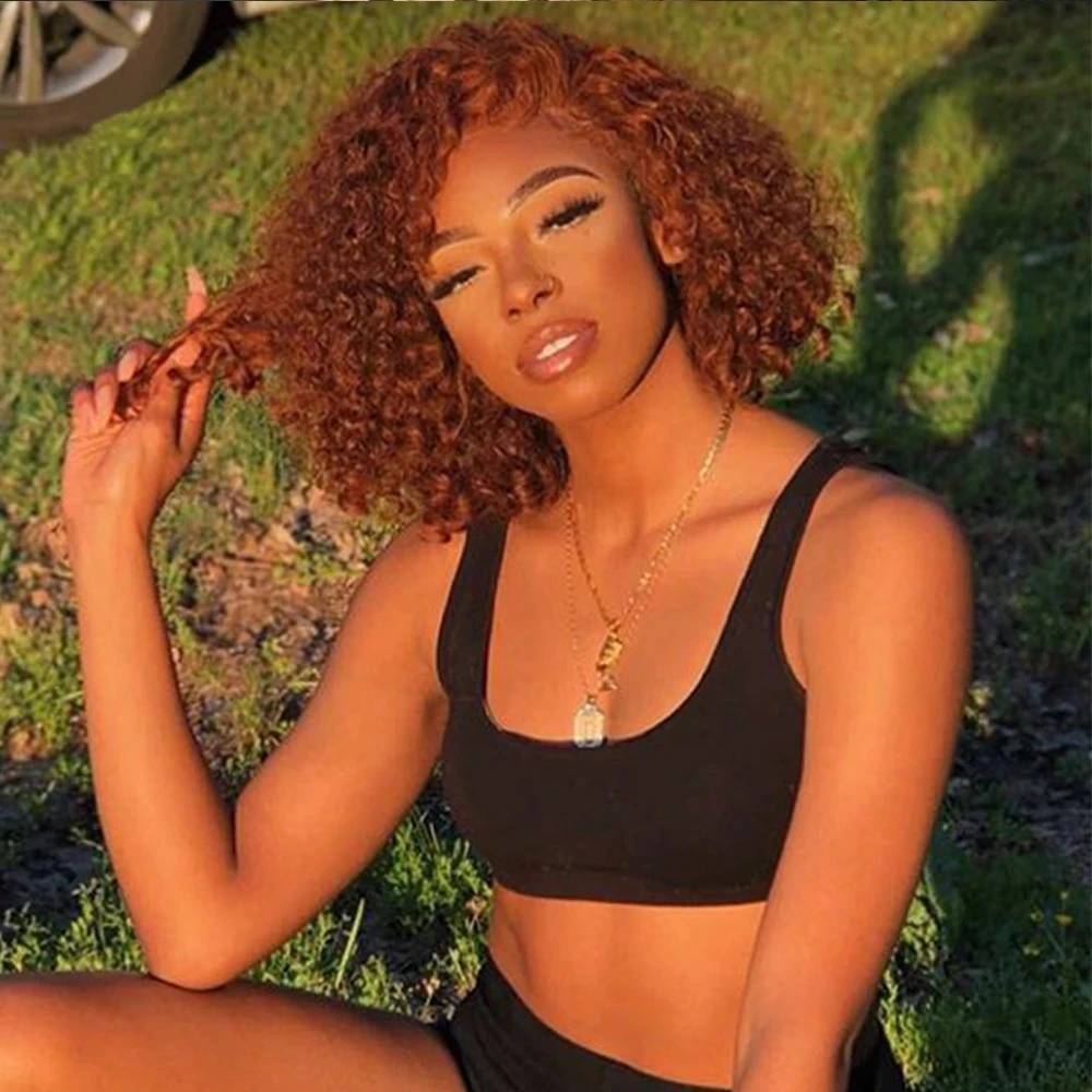 Имбирные/медные красные парики кудрявые синтетические кружевные передние для