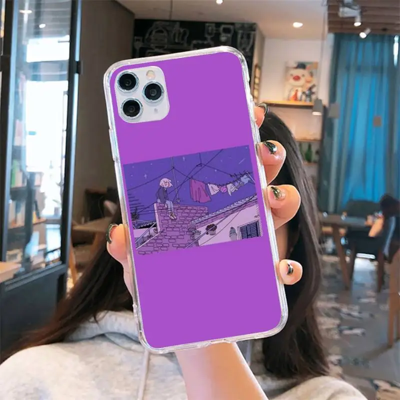 

Sad emotion girl Phone Case Transparent soft For iphone 5 6 7 8 11 12 s c se plus mini x xs xr pro max cover Clear mobile bag