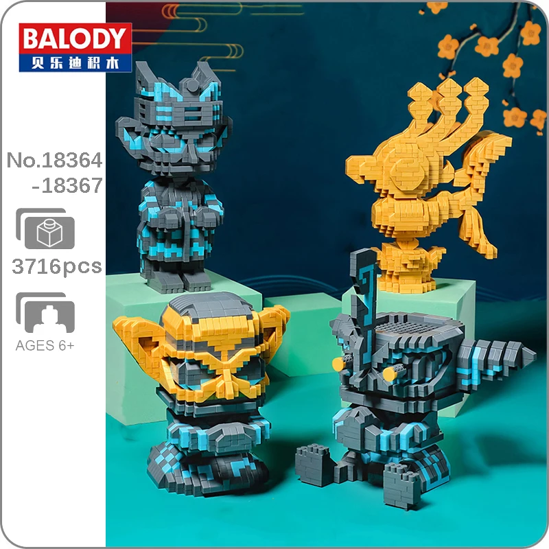 

Balody Ancient Sanxingdui Civilization Gold Mask Head Bird Monster Priest Statue Mini Diamond Blocks Bricks Building Toy no Box
