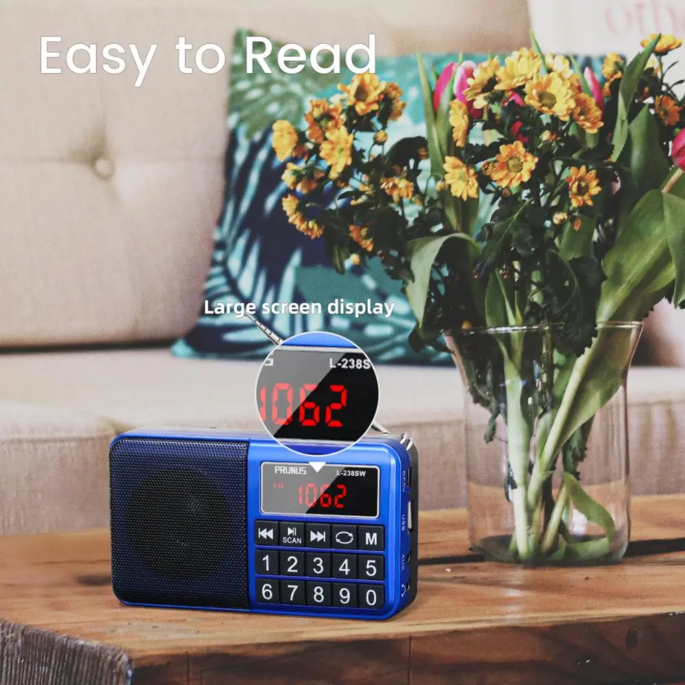 PRUNUS L-238 мини fm-радио Портативный радиоприемник с динамиком USB зарядка радио Поддержка FM/AM/AUX/TF карта аварийный фонарик