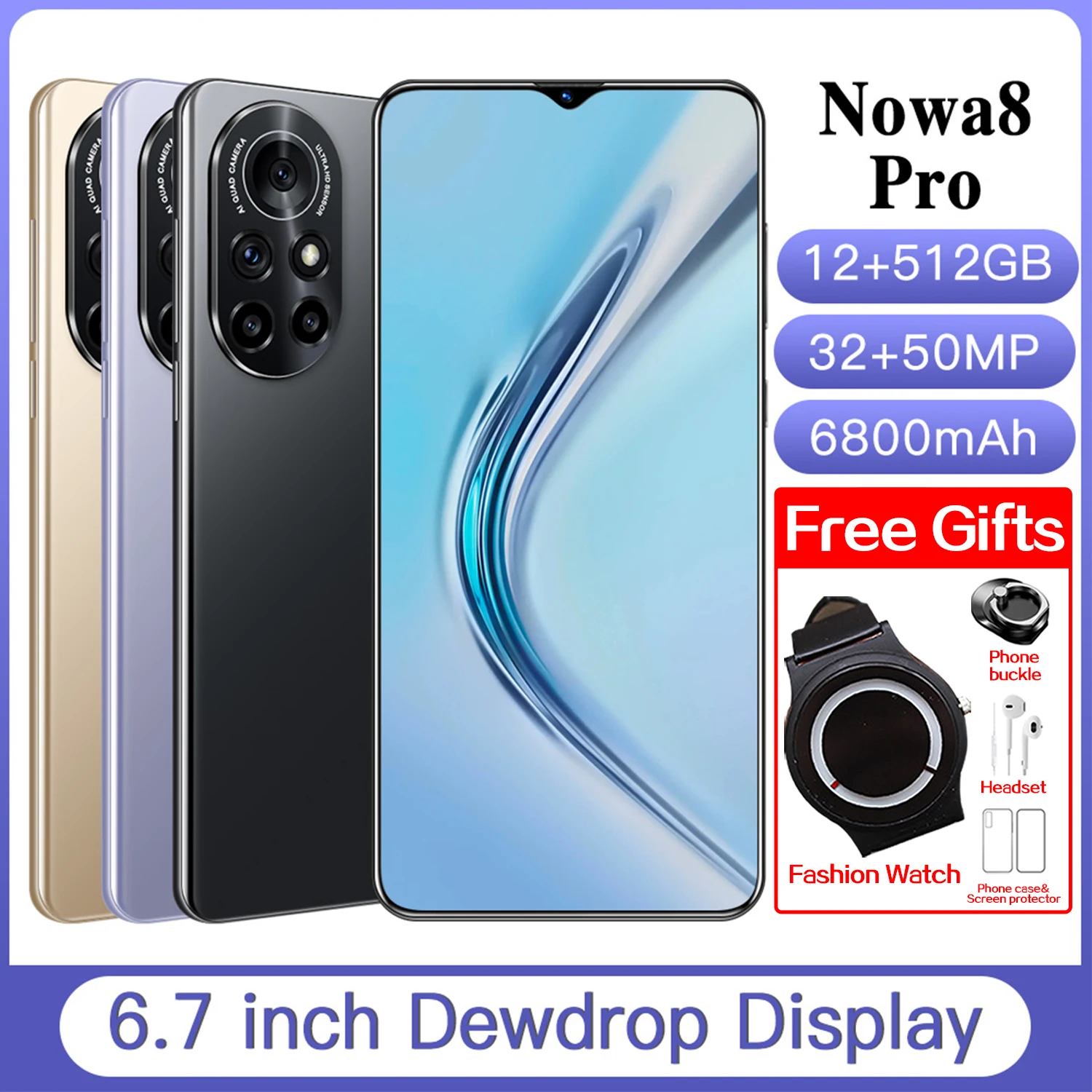 

Newest Nowa8 Pro Smartphone Global Version 7.3'' HD Screen 5G Mobile Phone 10 Cores Android11.0 Cellphone Unlocked Smartphone