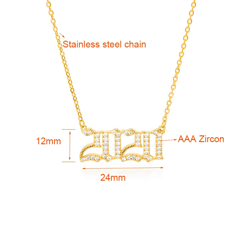 Кубический циркониевый год рождения кулон ожерелья для женщин Кристалл номер 1997