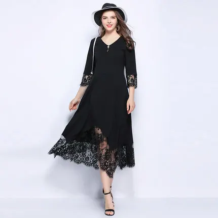 Новинка женское платье летнее сексуальное v-образный вырез кружево необычные