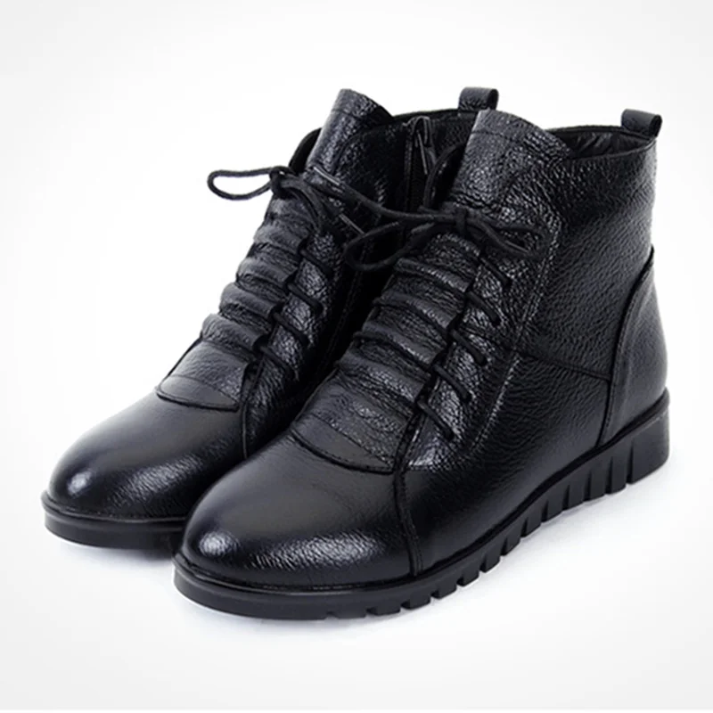 

Shoes Woman Winter Warm Fur Ankle Boots For Women Snow Boots Genuine Leather Sneakers Black Fur Snow Shoes Female Booties