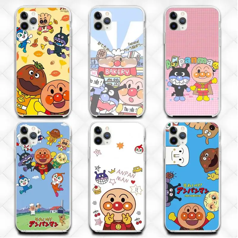 

Cute Cartoon Anpanman Phone Case Transparent Case For Iphone 6 6s 7 8 Plus XR X XS XSmax 11 12 Pro Mini Max