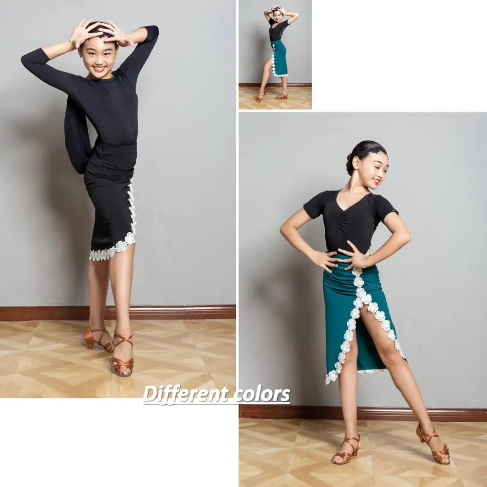 GD2028 детская одежда для латинских бальных танцев профессиональная кружевная юбка