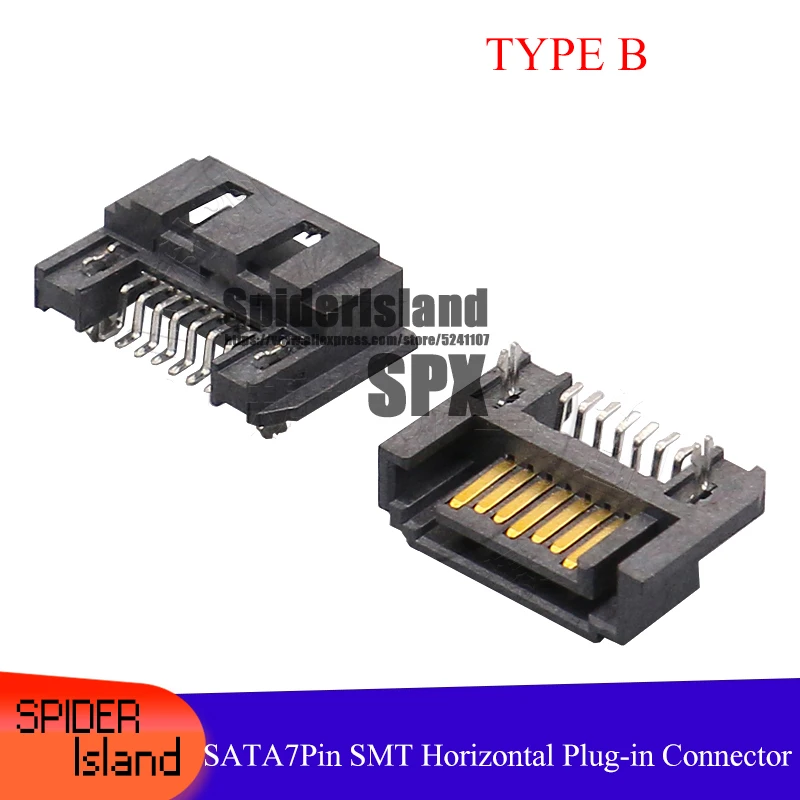 SATA 7-контактный разъем SMT типа B горизонтальный 7P интерфейсный 10 шт./50 шт./100 шт./500