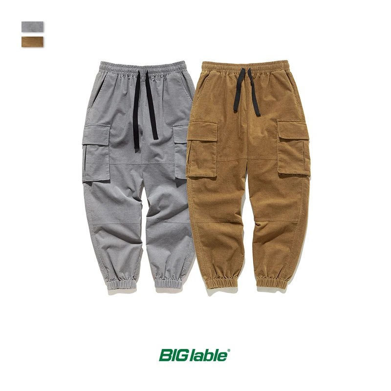 

BIG LABLE 2019 FW Collection Men Casual Corduroy Jogger Pants Men Loose Fit Pocket Men Corduroy Casual Jogger Pants 93320W