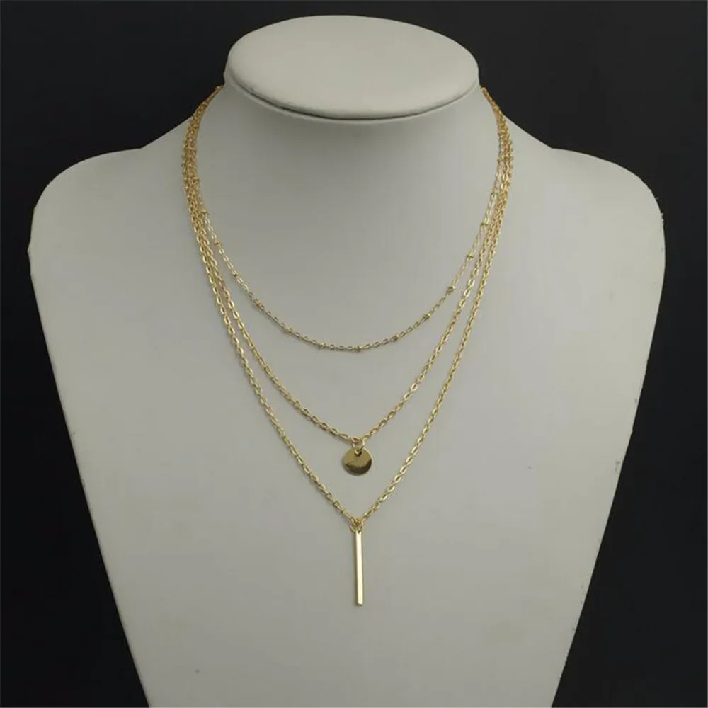 LT Многослойные блесток металлический полосы подвески и ожерелья для женщин Цвет