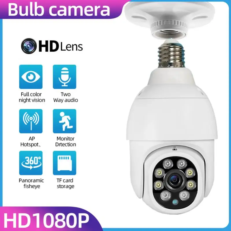 

HD 1080P 360° Rotate Auto Tracking Panoramic Camera Light Bulb Wireless Wifi PTZ IP Camera Remote Viewing Security Surveillance