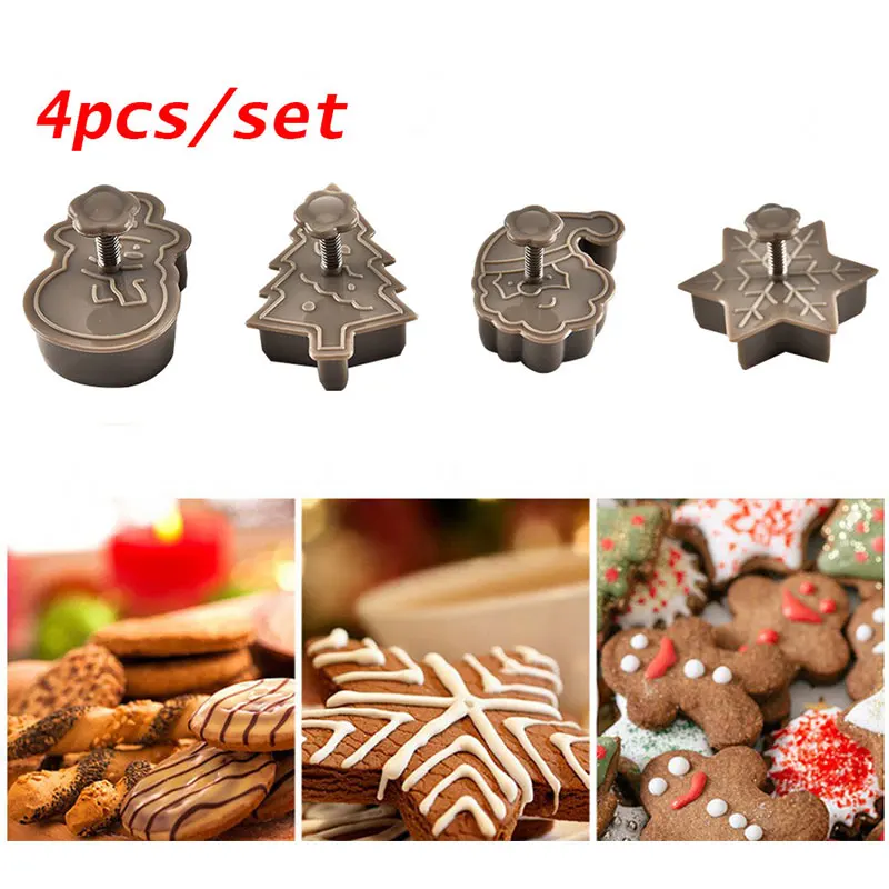 

4 шт./компл. форма для выпечки печенья для рождественской елки, снеговика, имбиря, человечка для рождественских мячей, инструмент для фотогра...