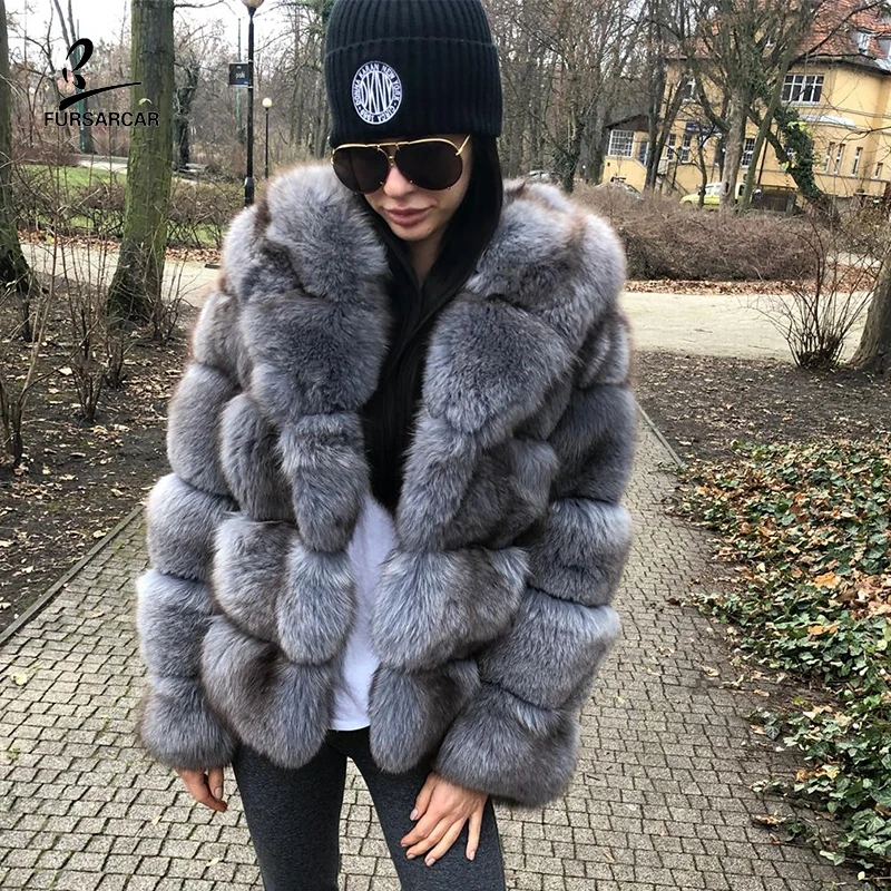 FURSARCAR 2021 Luxury Genuine Natural Fur  Coat  Customize Winter Real Fox Fur Jackets With Hood Short Fur Coats enlarge