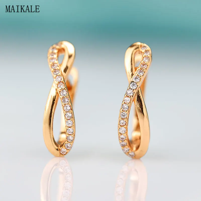 Женские серьги гвоздики с фианитом MAIKALE трендовые геометрические 8 зажимами