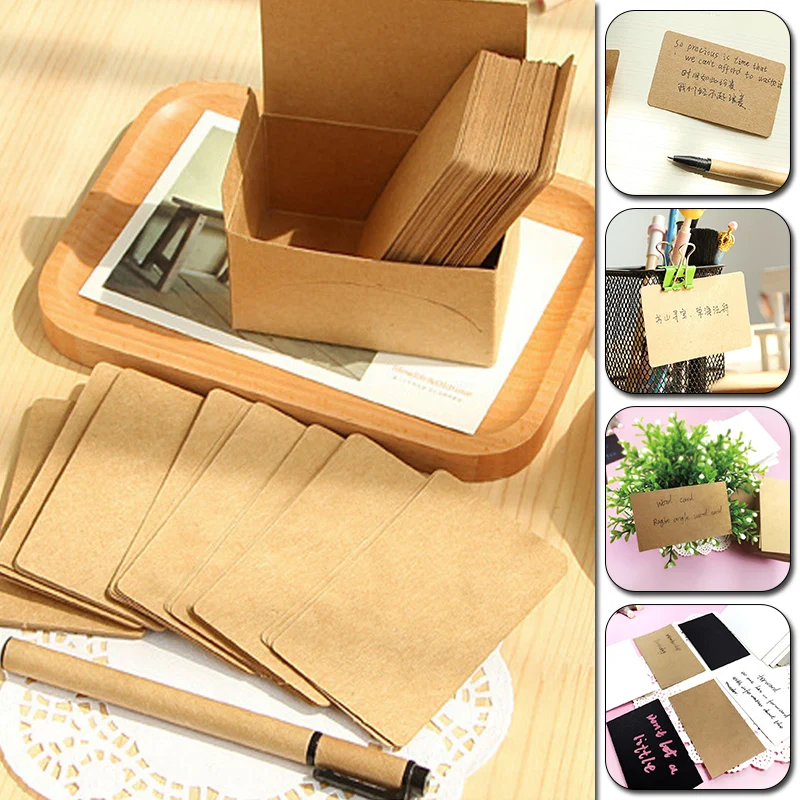 

100pcs Kraft Paper Business Card Holders Postcard Handdrawing Decorative Hanging Tags for Wedding Birthdays Gifts Decor Supplies