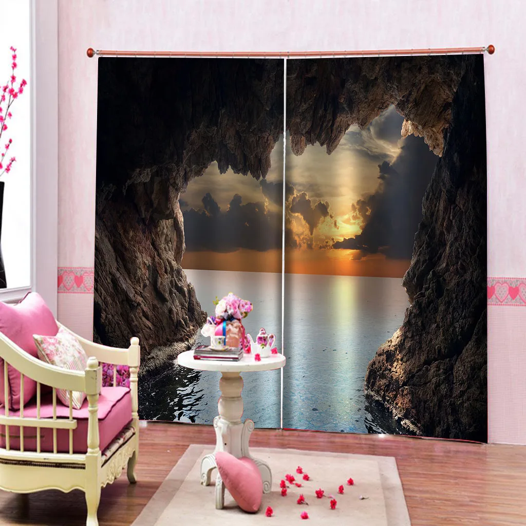 3D занавес на заказ красивый с закатом море занавеска для спальни ванной душа фото