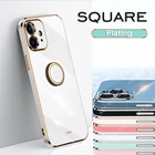 Роскошные твердые силиконовые чехлы с покрытием для iPhone 12 11 Pro Max чехол защитный квадратный чехол с кольцом для камеры для iPhone 12Pro 11Pro 12ProMax айфона 11 12 про макс чехлы