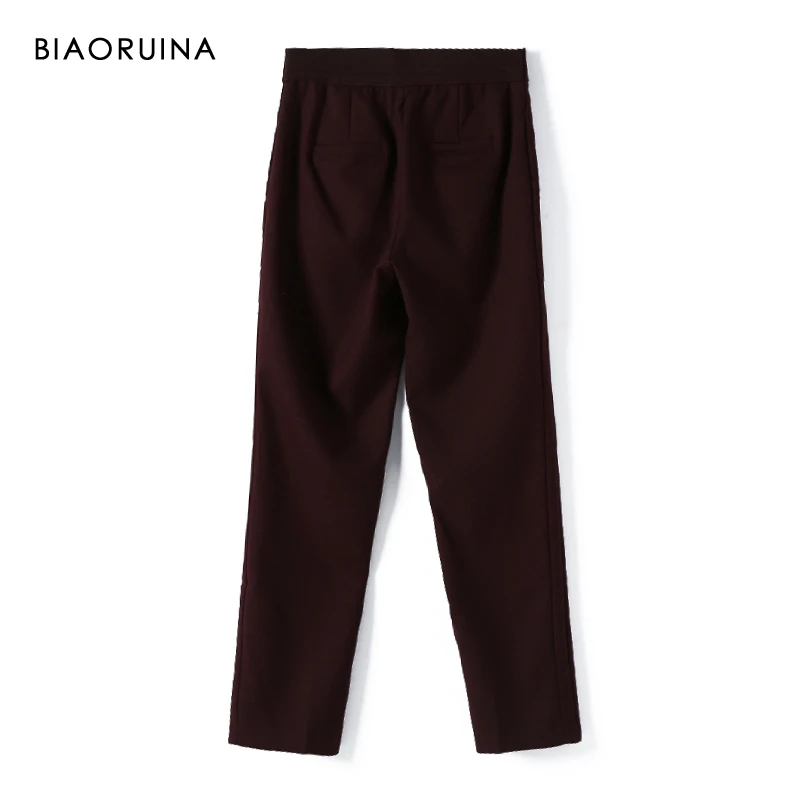 BIAORUINA женские зимние повседневные обтягивающие брюки Стрейчевые прямые с