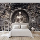 Пользовательские 3D стереоскопические рельефные статуи Будды фото фон декор художественные обои для гостиной украшение папье Peint Фреска