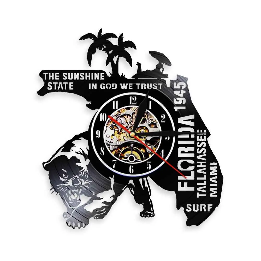 

American Florida City Landscape Hanging Clock Home Decoration Vinyl Record Hanging Clock Home Decoration Wall Clock