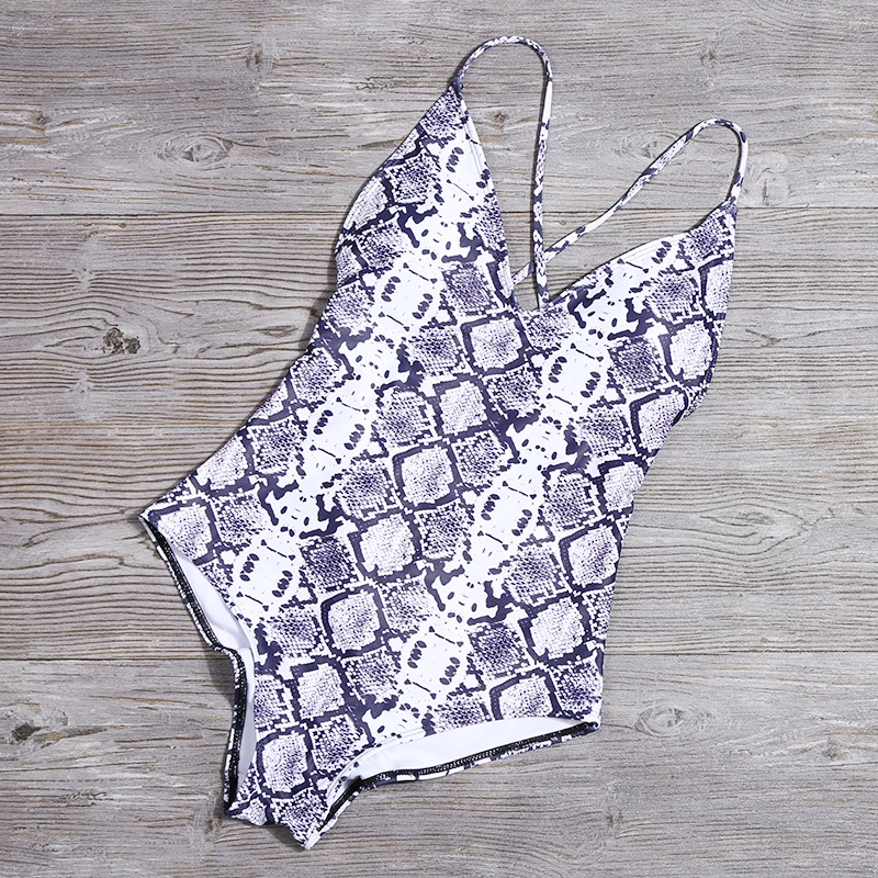 Сексуальный цельный купальник с глубоким v-образным вырезом Одноцветный