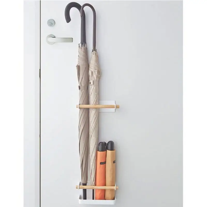 

2pcs/set Nordic Style Iron Wood Magnet Storage Rack Wall Mounted Umbrella Stand Dropshipping