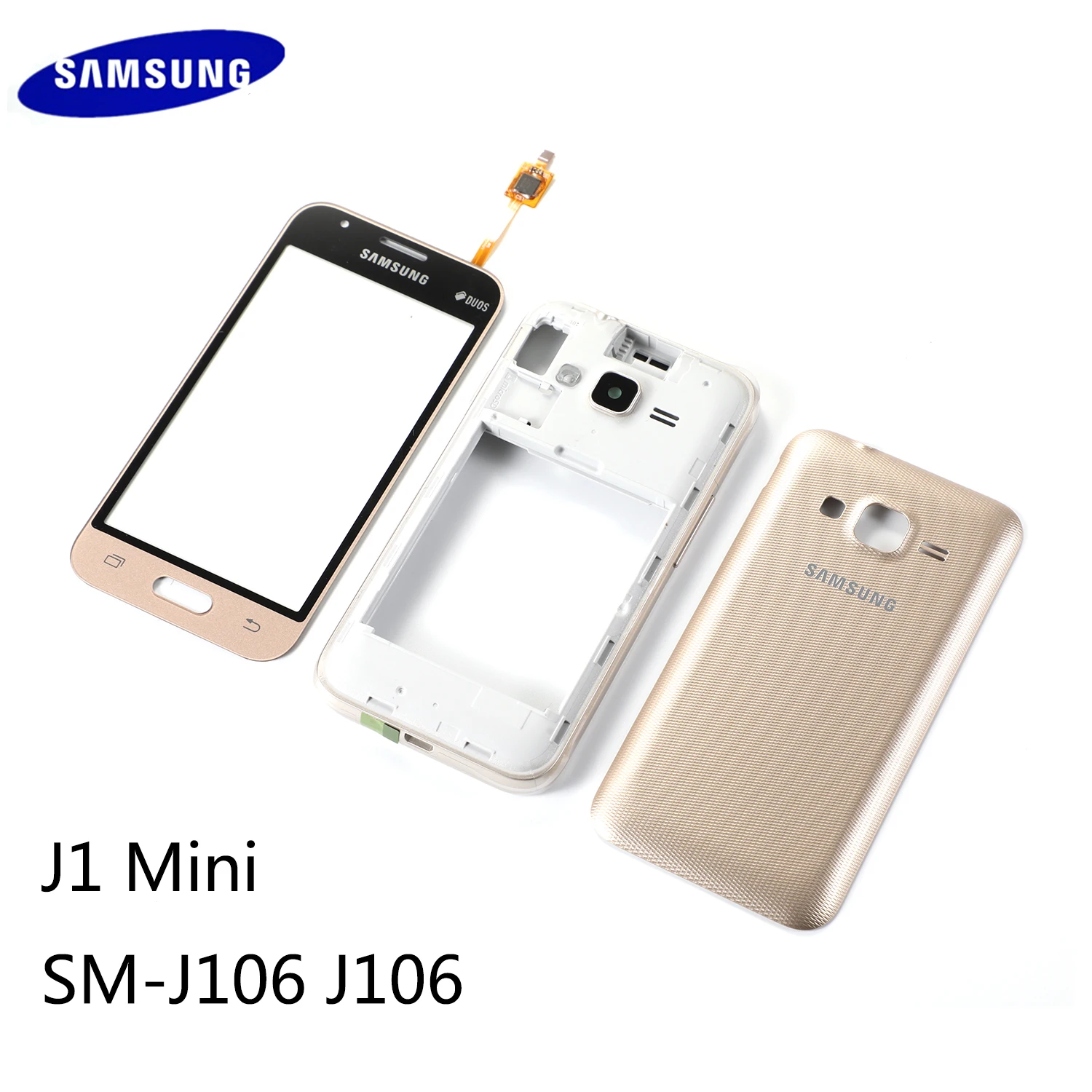 

Для Samsung Galaxy J1 мини SM-J106 J106 Переднее стекло Тач-скрин, сенсорная панель + корпус средняя рамка задняя крышка + задняя дверь