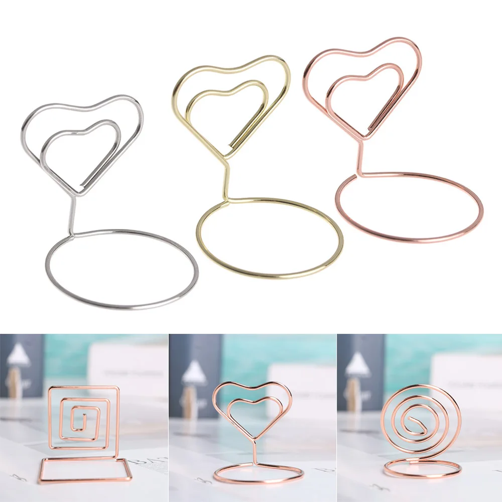 1 шт. романтическое кольцо в форме сердца металлический зажим для фото настольная