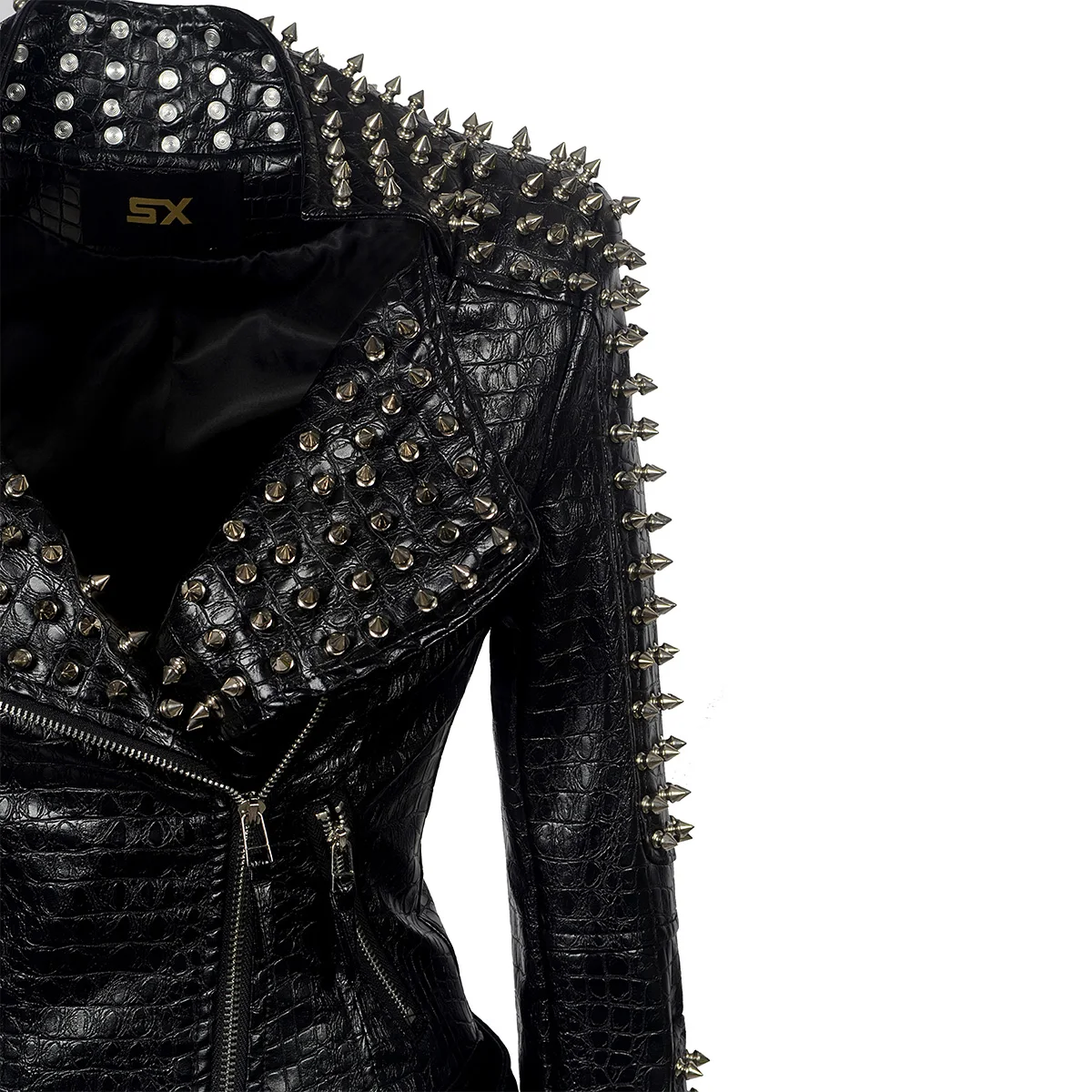 

Faux Leather PU Jacket Punk Rivet Women Fashion Winter Autumn Motorcycle Jacket Black Coat Outerwear Hight Street High Quality